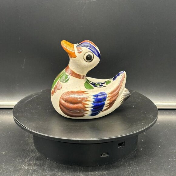 Vintage Mexican Tonala Hand Painted Folk Art Stoneware Duck Figurine Statue - Picture 4 of 8